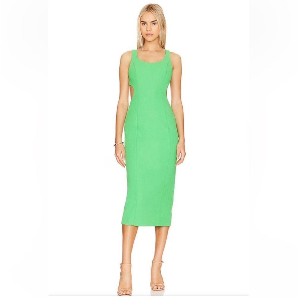Misha Collection Coretta Island Green Crepe Cutout Midi Dress Size Large